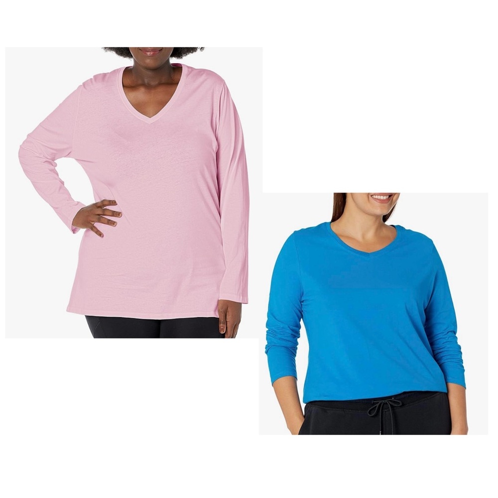 1 set of 2 Just My Size long sleeve 100% cotton tees 2X